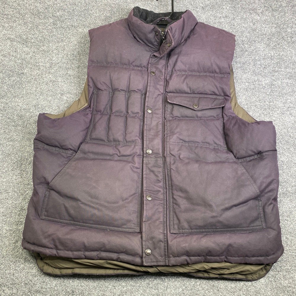 Filson Down Cruiser Vest Blue Coal Waxed Cotton Goose Down XXL 20070978 Mens